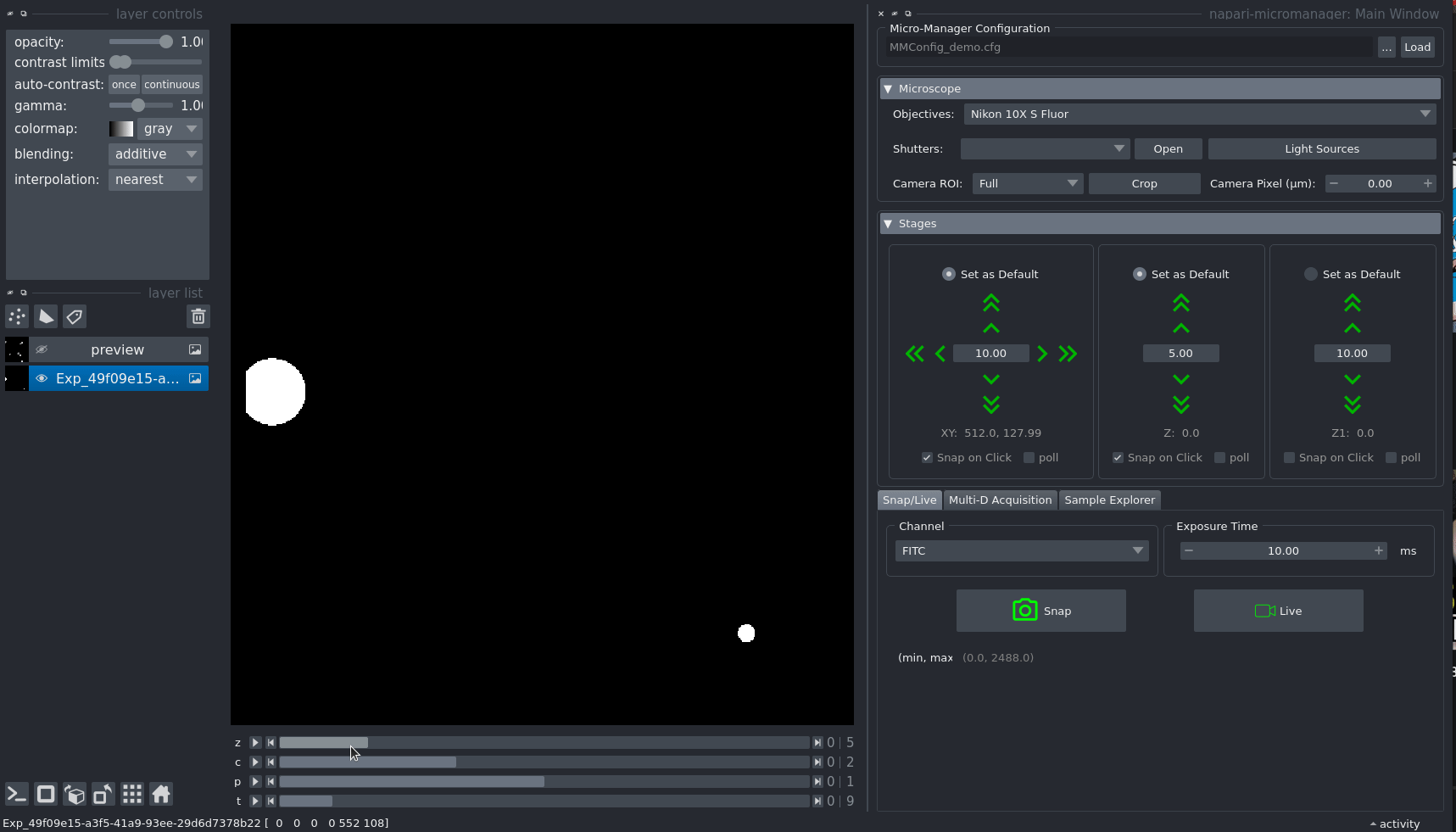 Gif of usage in napari